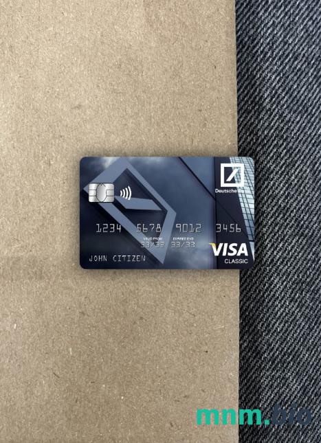 Germany Deutsche bank visa classic card wygląd fotograficzny skan PSD + zdjęcie